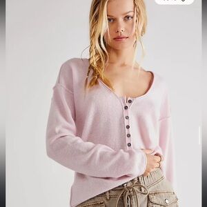 Free People 100% cashmere Nimbus Button-Up Sweater